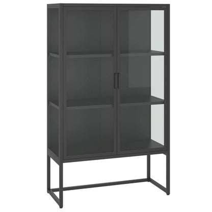 vidaXL Highboard Anthrazit 80x35x135 cm Stahl und Gehärtetes Glas