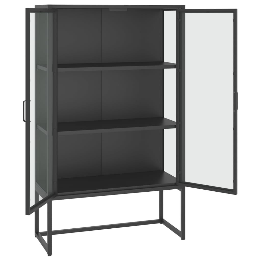 vidaXL Highboard Anthrazit 80x35x135 cm Stahl und Gehärtetes Glas