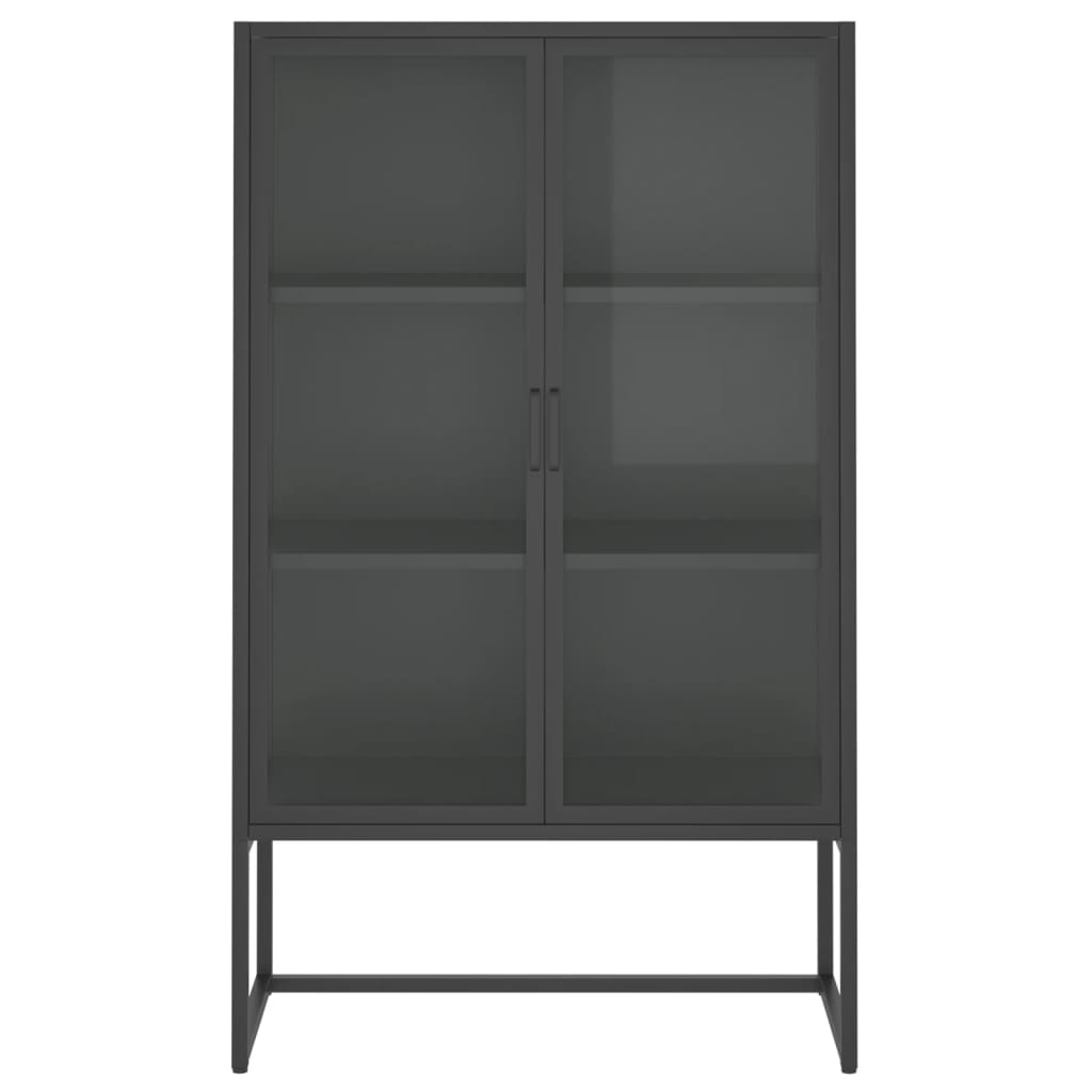 vidaXL Highboard Anthrazit 80x35x135 cm Stahl und Gehärtetes Glas