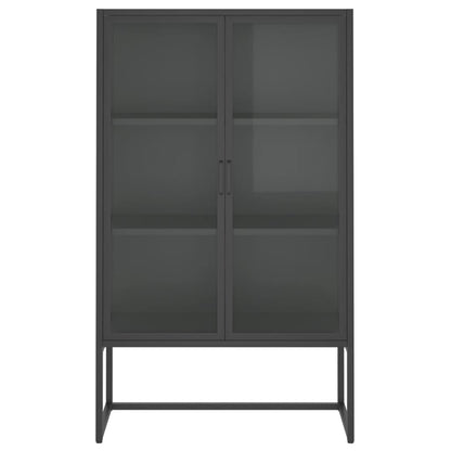 vidaXL Highboard Anthrazit 80x35x135 cm Stahl und Gehärtetes Glas