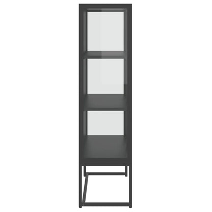 vidaXL Highboard Anthrazit 80x35x135 cm Stahl und Gehärtetes Glas