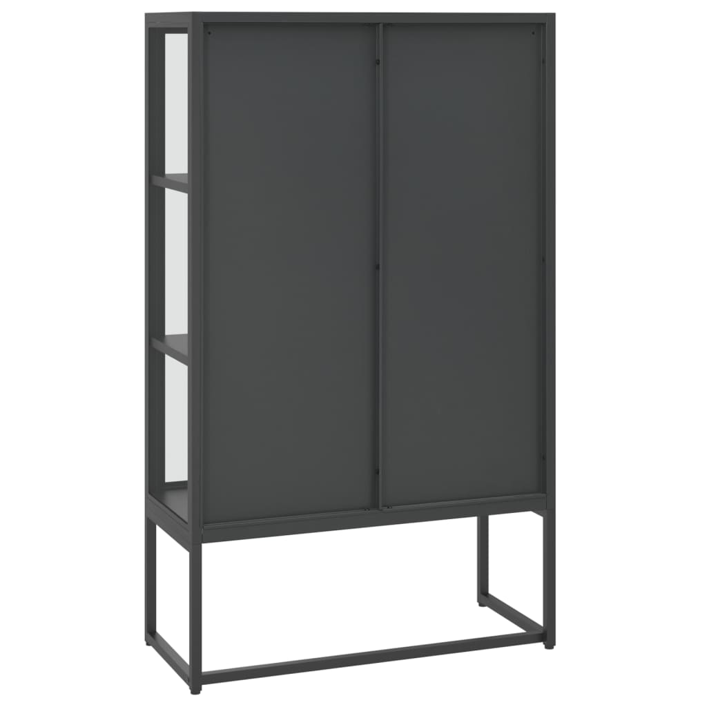 vidaXL Highboard Anthrazit 80x35x135 cm Stahl und Gehärtetes Glas