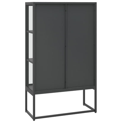 vidaXL Highboard Anthrazit 80x35x135 cm Stahl und Gehärtetes Glas