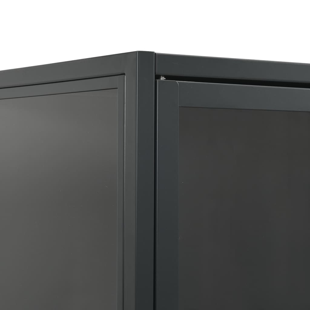 vidaXL Highboard Anthrazit 80x35x135 cm Stahl und Gehärtetes Glas