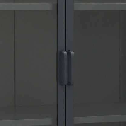 vidaXL Highboard Anthrazit 80x35x135 cm Stahl und Gehärtetes Glas