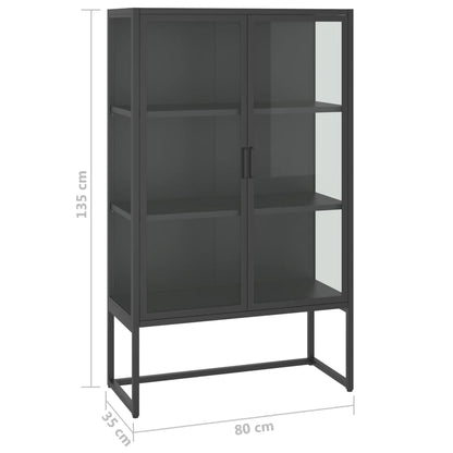 vidaXL Highboard Anthrazit 80x35x135 cm Stahl und Gehärtetes Glas