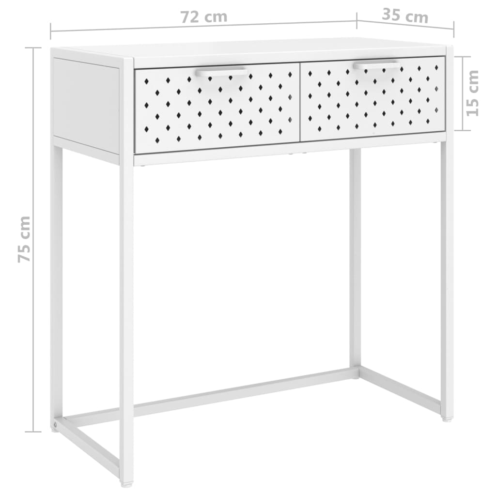 vidaXL Konsolentisch Weiß 72x35x75 cm Stahl