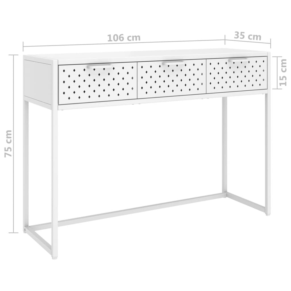 vidaXL Konsolentisch Weiß 106x35x75 cm Stahl