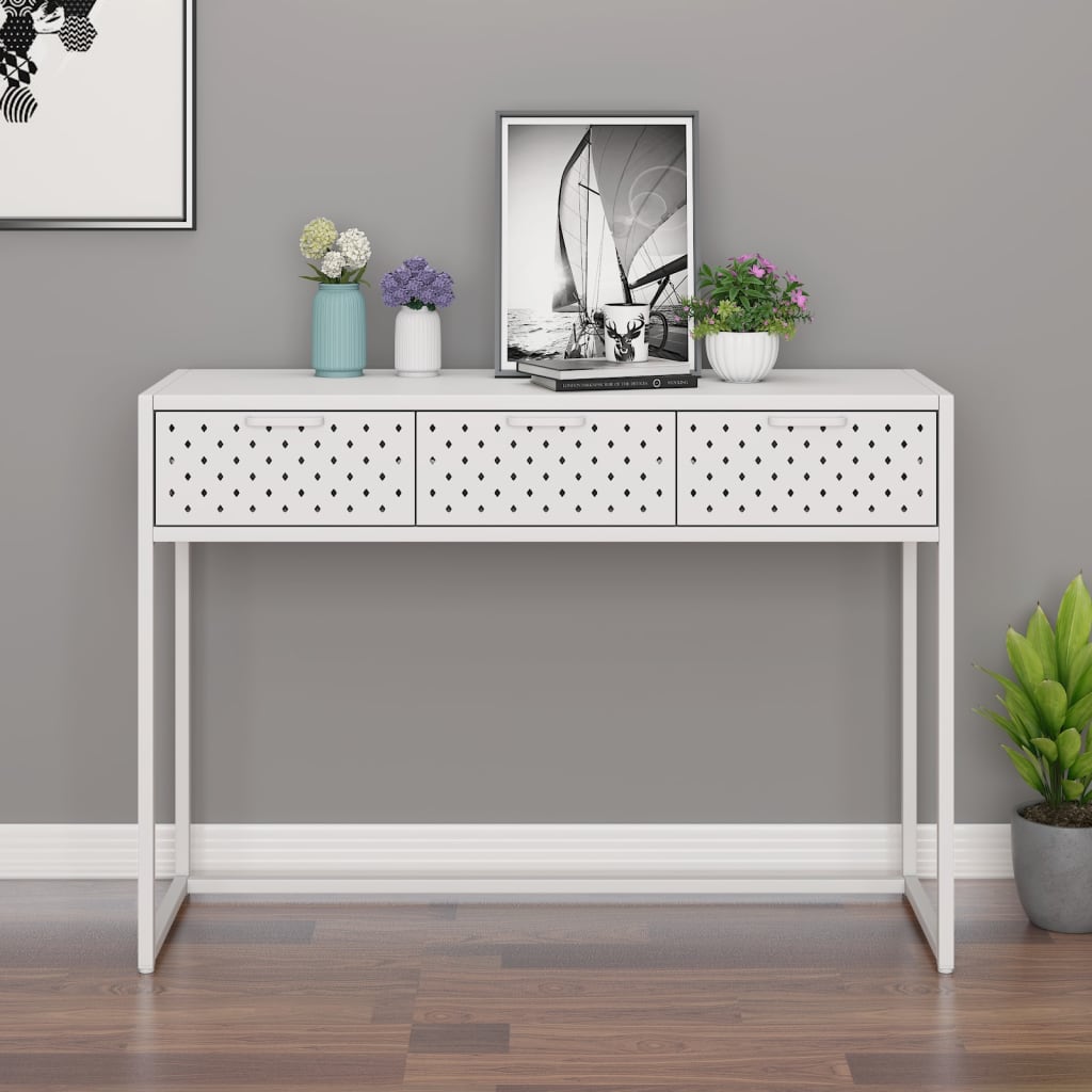 vidaXL Konsolentisch Weiß 106x35x75 cm Stahl