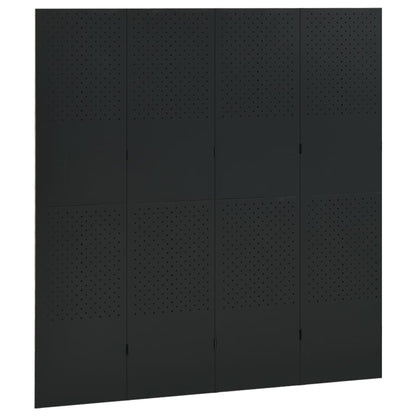 vidaXL 4-tlg. Raumteiler Schwarz 160x180 cm Stahl
