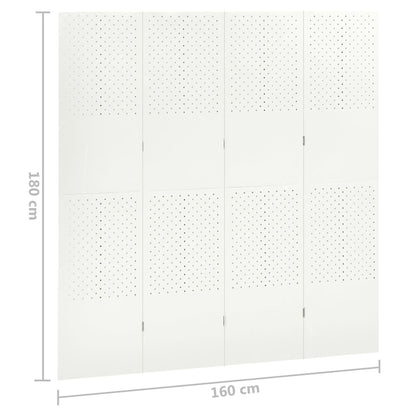 vidaXL 4-tlg. Raumteiler Weiß 160x180 cm Stahl
