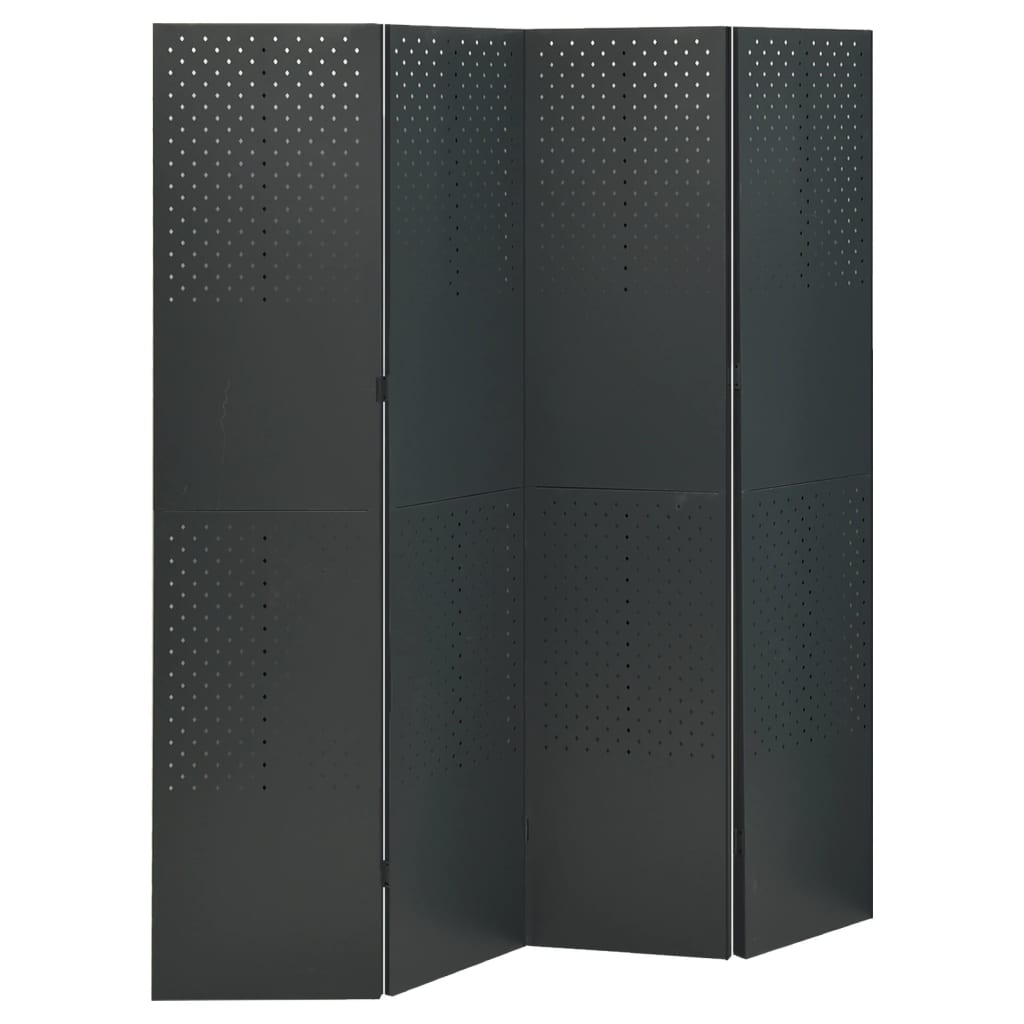 vidaXL 4-tlg. Raumteiler Anthrazit 160x180 cm Stahl