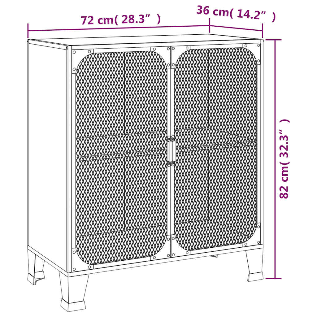 vidaXL Aufbewahrungsschrank Grau 72x36x82 cm Metall und MDF