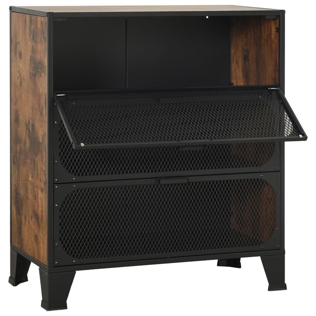 vidaXL Aufbewahrungsschrank Rustikal Braun 72x36x82 cm Metall und MDF