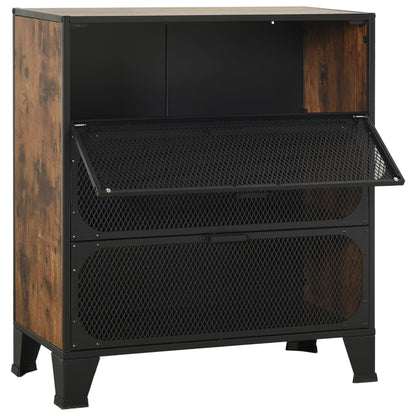 vidaXL Aufbewahrungsschrank Rustikal Braun 72x36x82 cm Metall und MDF