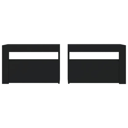 vidaXL Nachttische 2 Stk. mit LEDs Schwarz 60x35x40 cm