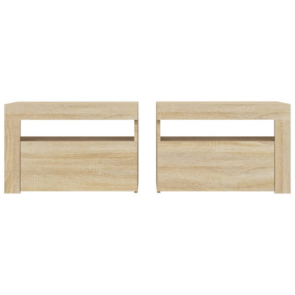 vidaXL Nachttische 2 Stk. mit LEDs Sonoma-Eiche 60x35x40 cm
