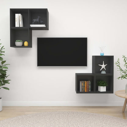 vidaXL Meuble TV 4 pièces, Gris, Bois d'ingénierie
