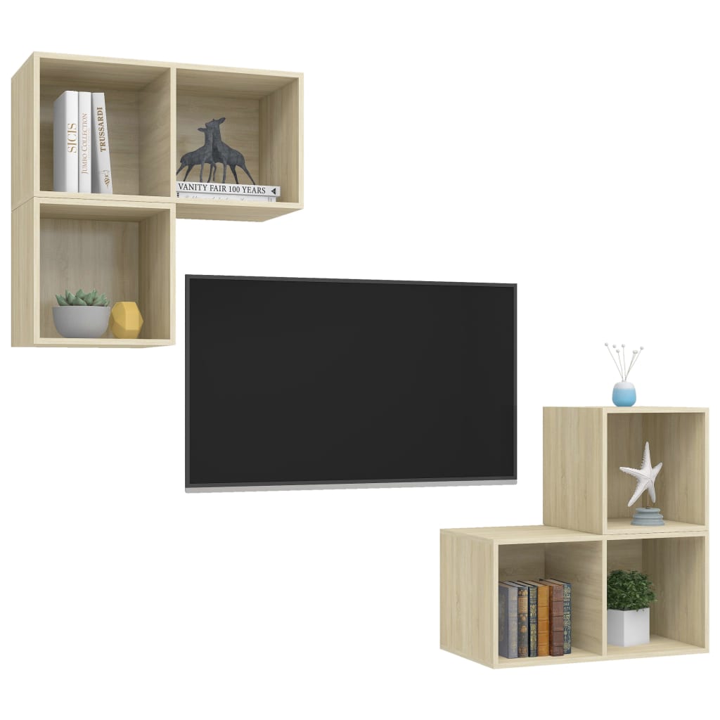 vidaXL 4-tlg. TV-Schrank-Set Sonoma-Eiche Holzwerkstoff