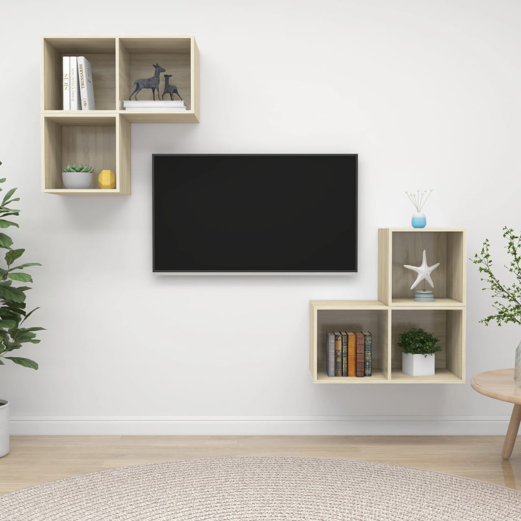 vidaXL 4-tlg. TV-Schrank-Set Sonoma-Eiche Holzwerkstoff