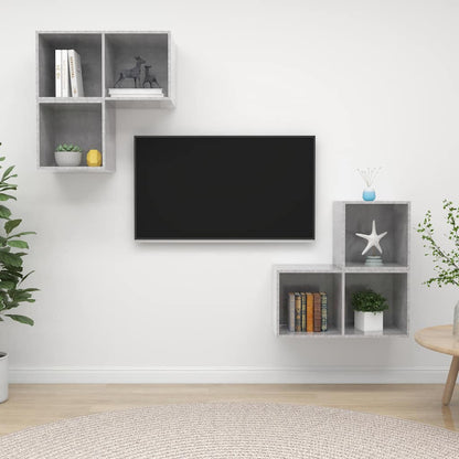 vidaXL 4-tlg. TV-Schrank-Set Betongrau Holzwerkstoff