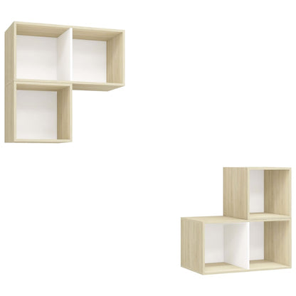 vidaXL 4-tlg. TV-Schrank-Set Weiß Sonoma-Eiche Holzwerkstoff