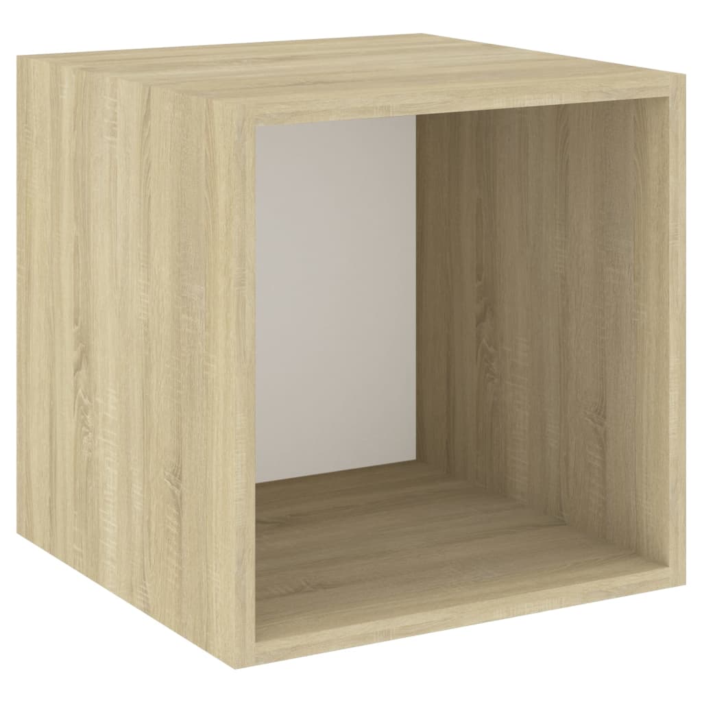 vidaXL 4-tlg. TV-Schrank-Set Weiß Sonoma-Eiche Holzwerkstoff