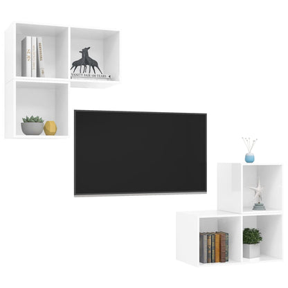 vidaXL 4-tlg. TV-Schrank-Set Hochglanz-Weiß Holzwerkstoff