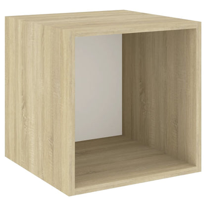 vidaXL 4-tlg. TV-Schrank-Set Weiß Sonoma-Eiche Holzwerkstoff
