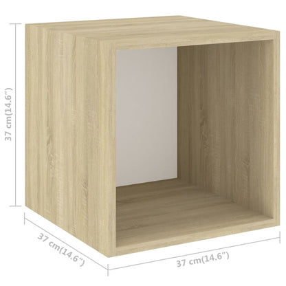 vidaXL 4-tlg. TV-Schrank-Set Weiß Sonoma-Eiche Holzwerkstoff