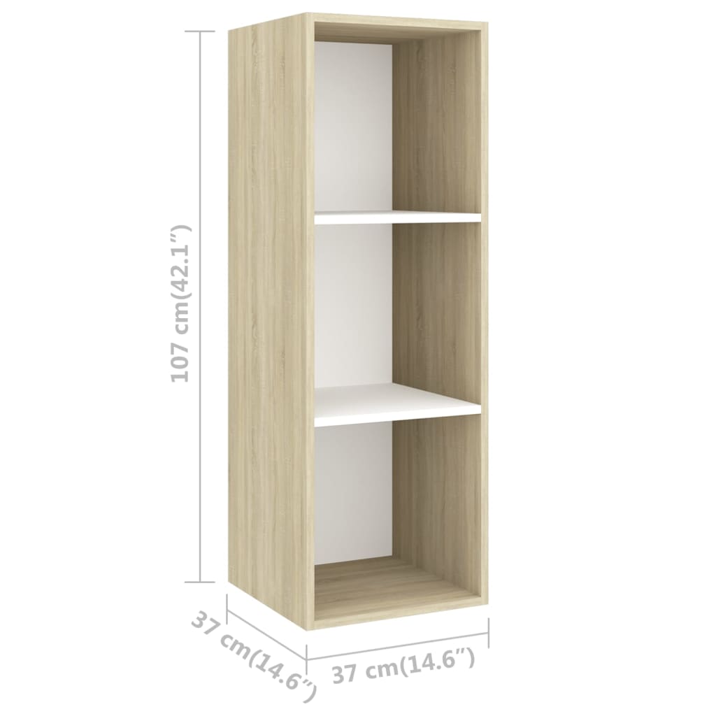 vidaXL 4-tlg. TV-Schrank-Set Weiß Sonoma-Eiche Holzwerkstoff