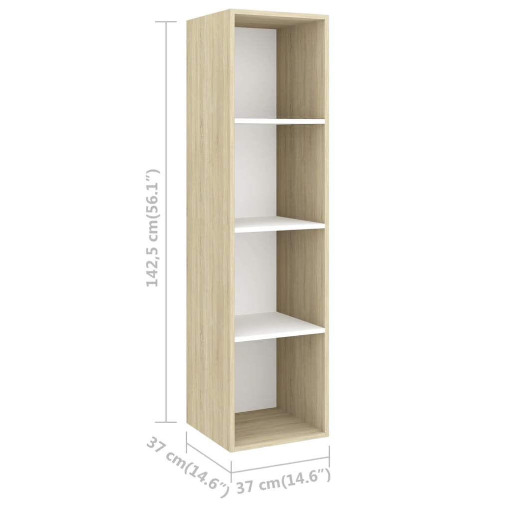 vidaXL 4-tlg. TV-Schrank-Set Weiß Sonoma-Eiche Holzwerkstoff