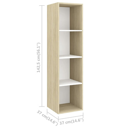 vidaXL 4-tlg. TV-Schrank-Set Weiß Sonoma-Eiche Holzwerkstoff