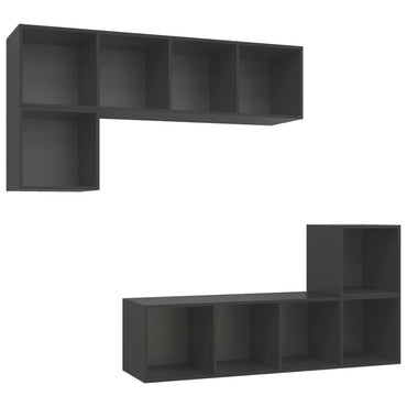 vidaXL 4-tlg. TV-Schrank-Set Grau Holzwerkstoff