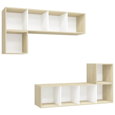 vidaXL 4-tlg. TV-Schrank-Set Weiß Sonoma-Eiche Holzwerkstoff