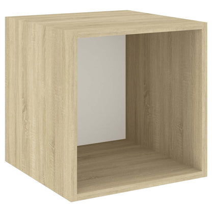vidaXL 4-tlg. TV-Schrank-Set Weiß Sonoma-Eiche Holzwerkstoff