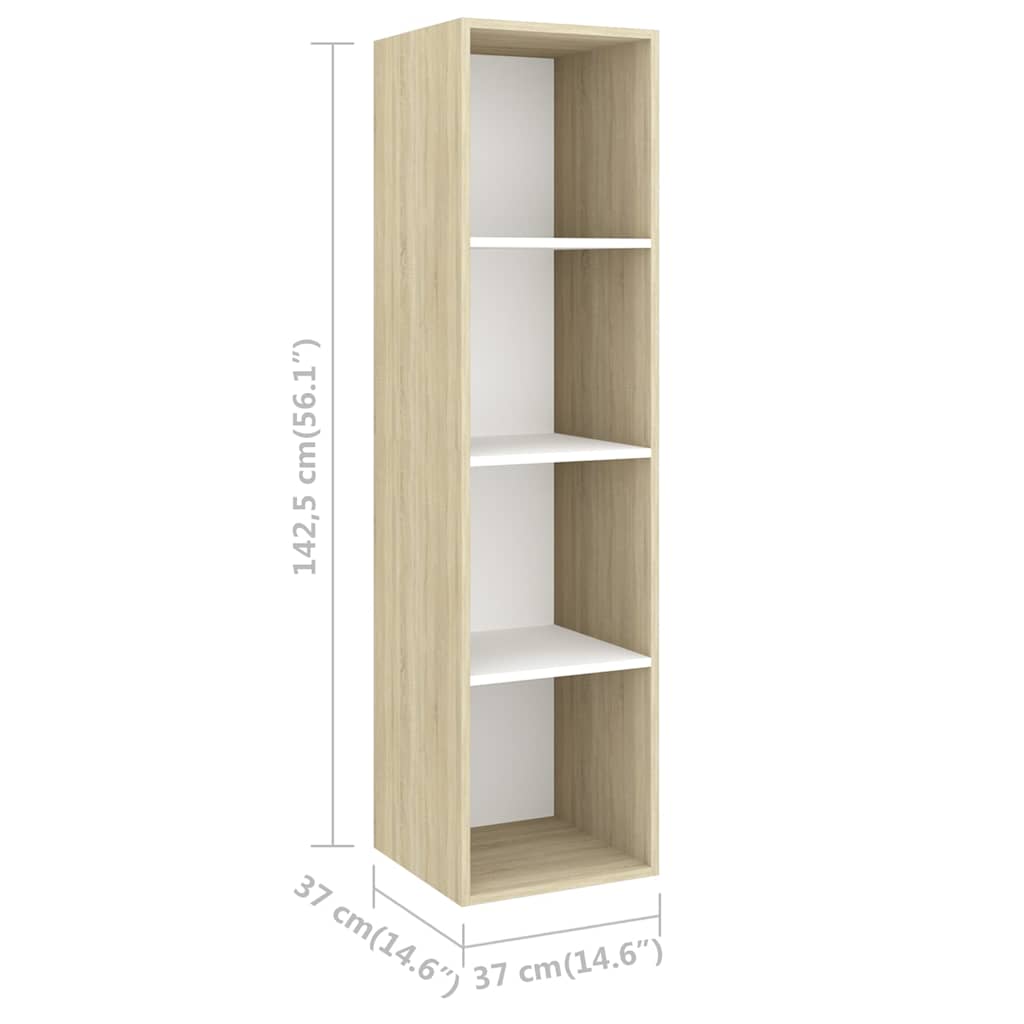 vidaXL 4-tlg. TV-Schrank-Set Weiß Sonoma-Eiche Holzwerkstoff