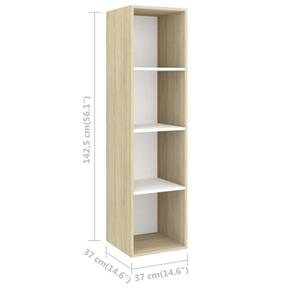 vidaXL 4-tlg. TV-Schrank-Set Weiß Sonoma-Eiche Holzwerkstoff