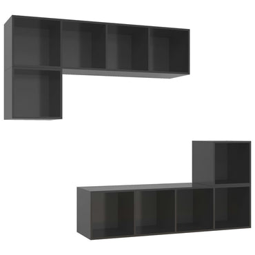 vidaXL 4-tlg. TV-Schrank-Set Hochglanz-Grau Holzwerkstoff