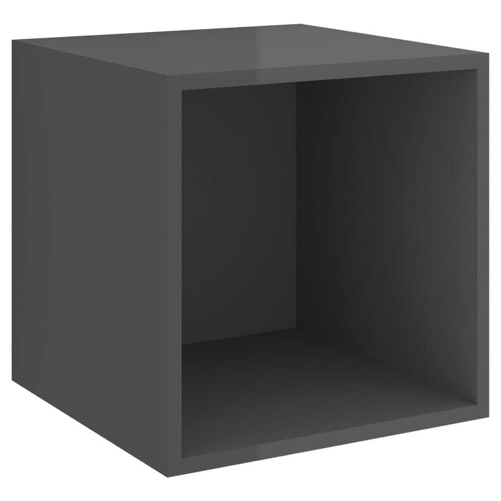 vidaXL Meuble TV 4 pcs Gris brillant Bois d'ingénierie