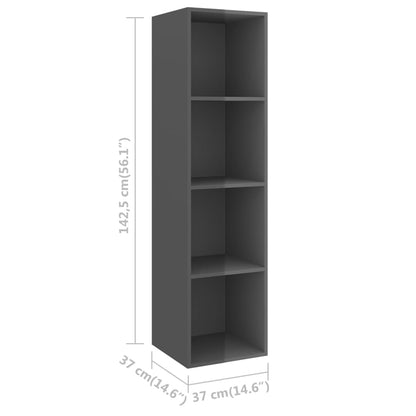 vidaXL Meuble TV 4 pcs Gris brillant Bois d'ingénierie