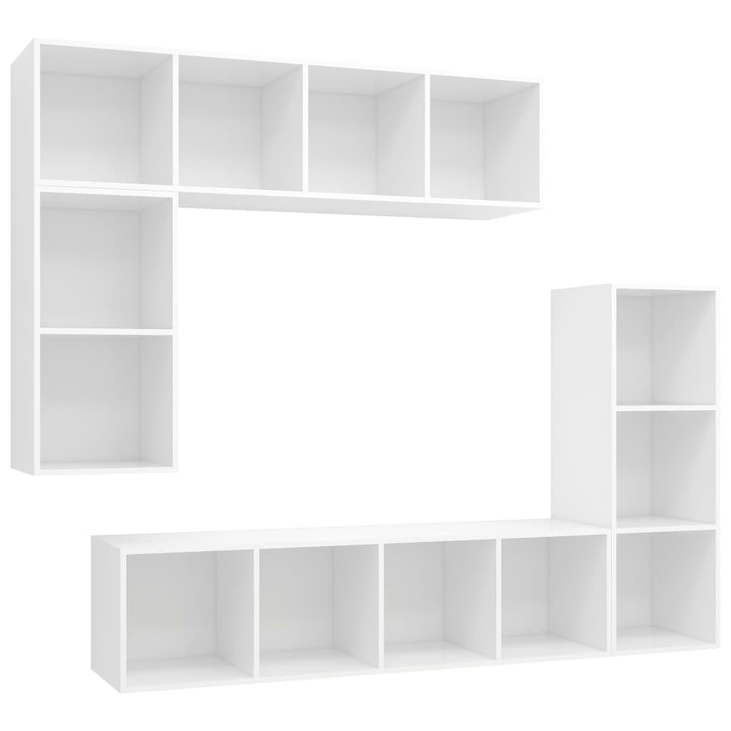 vidaXL 4-tlg. TV-Schrank-Set Weiß Holzwerkstoff