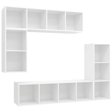 vidaXL 4-tlg. TV-Schrank-Set Weiß Holzwerkstoff