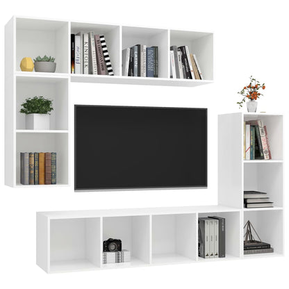 vidaXL 4-tlg. TV-Schrank-Set Weiß Holzwerkstoff