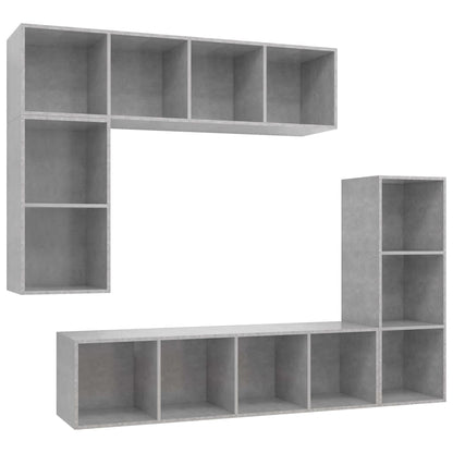 vidaXL 4-tlg. TV-Schrank-Set Betongrau Holzwerkstoff
