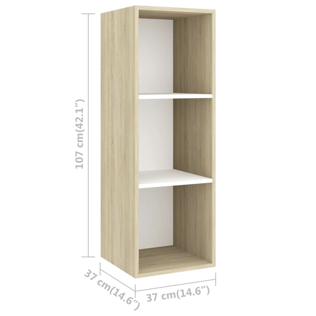vidaXL 4-tlg. TV-Schrank-Set Weiß Sonoma-Eiche Holzwerkstoff