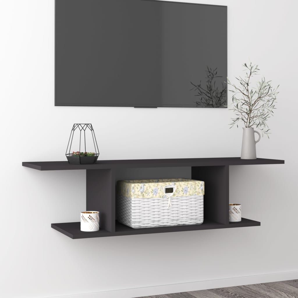 vidaXL Meuble TV mural gris 103x30x26,5 cm