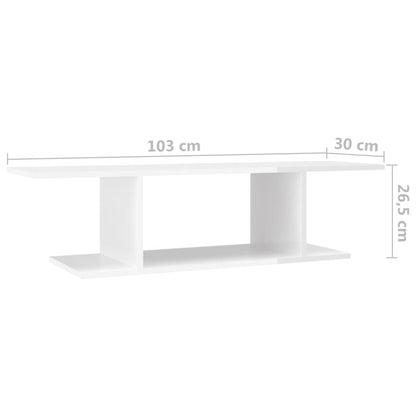 vidaXL Meuble TV mural blanc brillant 103x30x26,5 cm