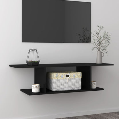 vidaXL Meuble TV mural noir brillant 103x30x26,5 cm
