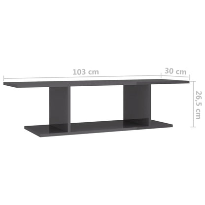 vidaXL Meuble TV mural gris brillant 103x30x26,5 cm